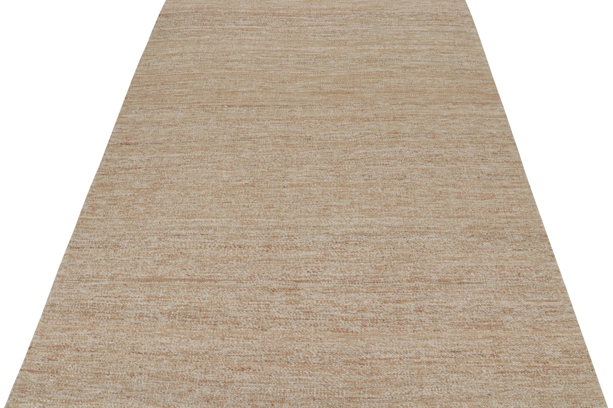 Annodato a mano Rug & Kilim - Tappeto Kilim moderno personalizzato in marrone e bianco in vendita