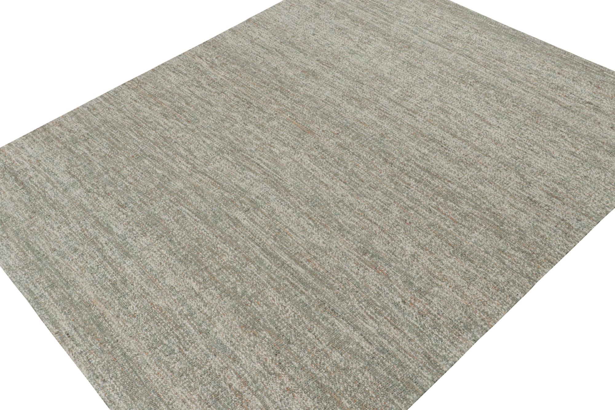 Noué à la main Rug & Kilim’s Custom Modern Kilim Rug in Gray & White en vente