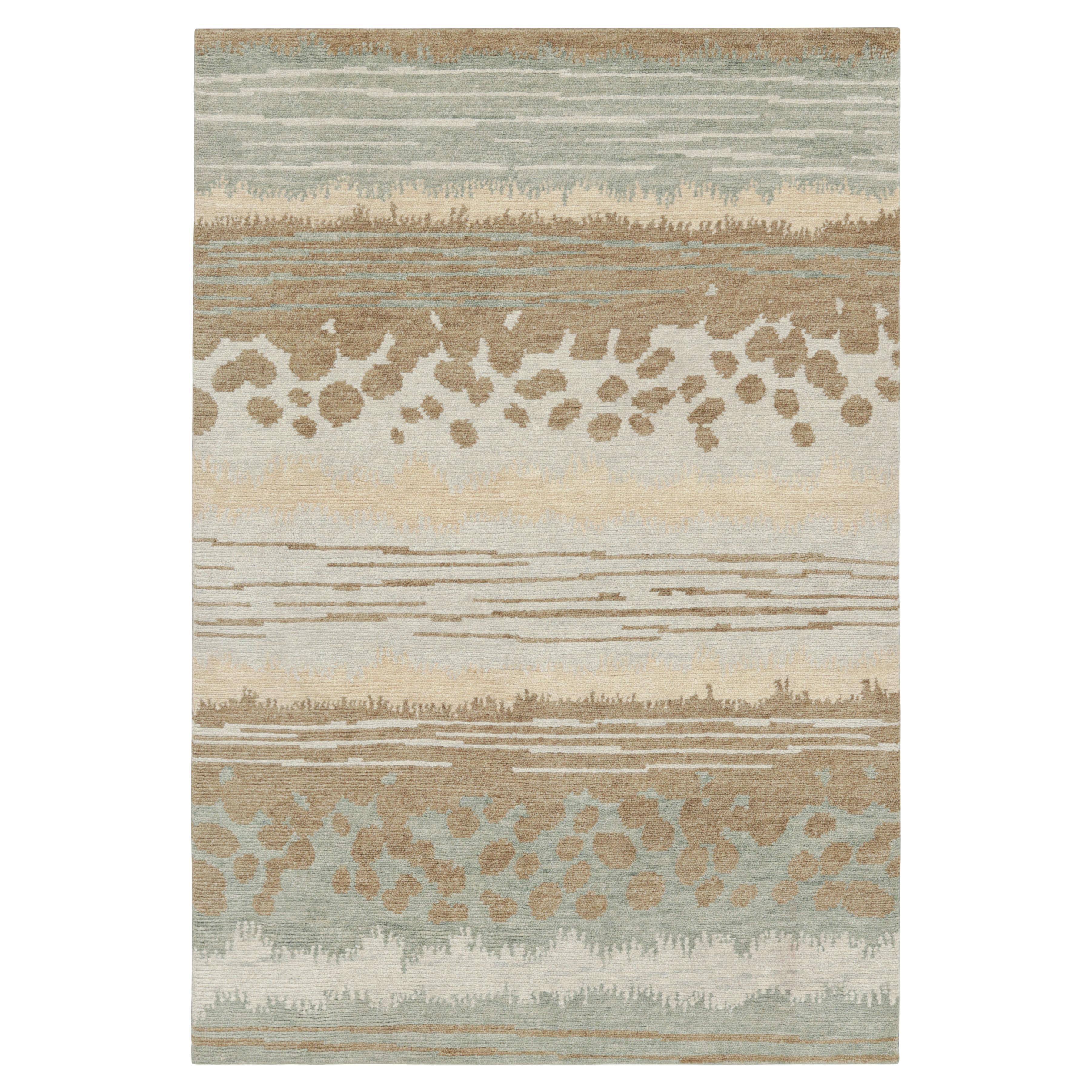 Rug & Kilim’s Custom Modern Rug in Beige-Brown and Blue Abstract Patterns