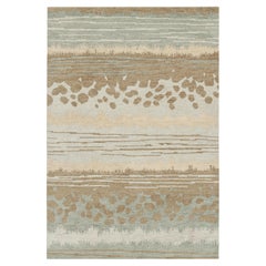 Rug & Kilim’s Custom Modern Rug in Beige-Brown and Blue Abstract Patterns