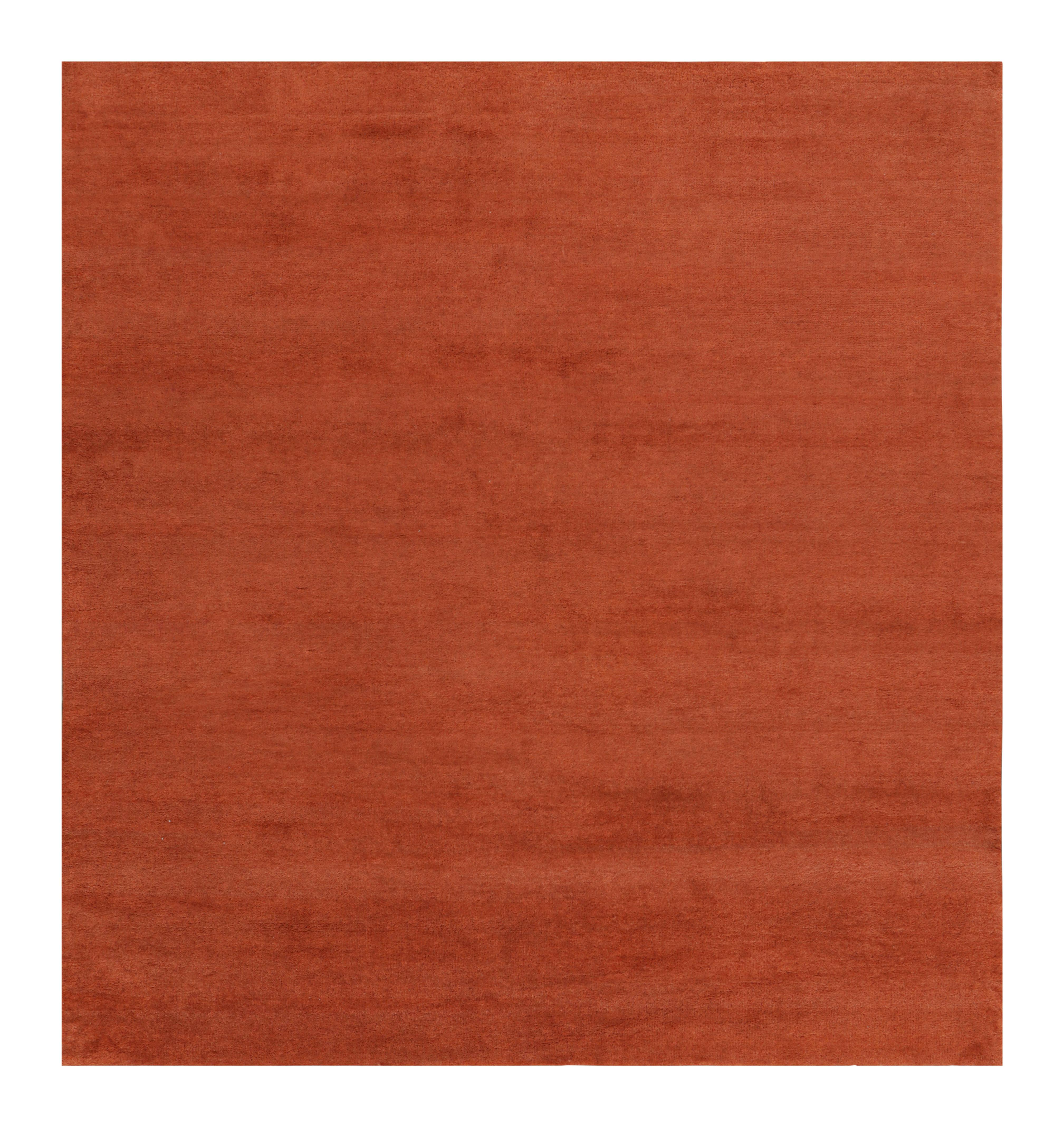 This 9x10 textural rug by Rug & Kilim is an exciting new addition to its Texture of Color collection, made with hand-knotted wool, featuring burnt orange tones. 

On the Design: 

These photos represent a 9x10 modern textural rug features a gorgeous