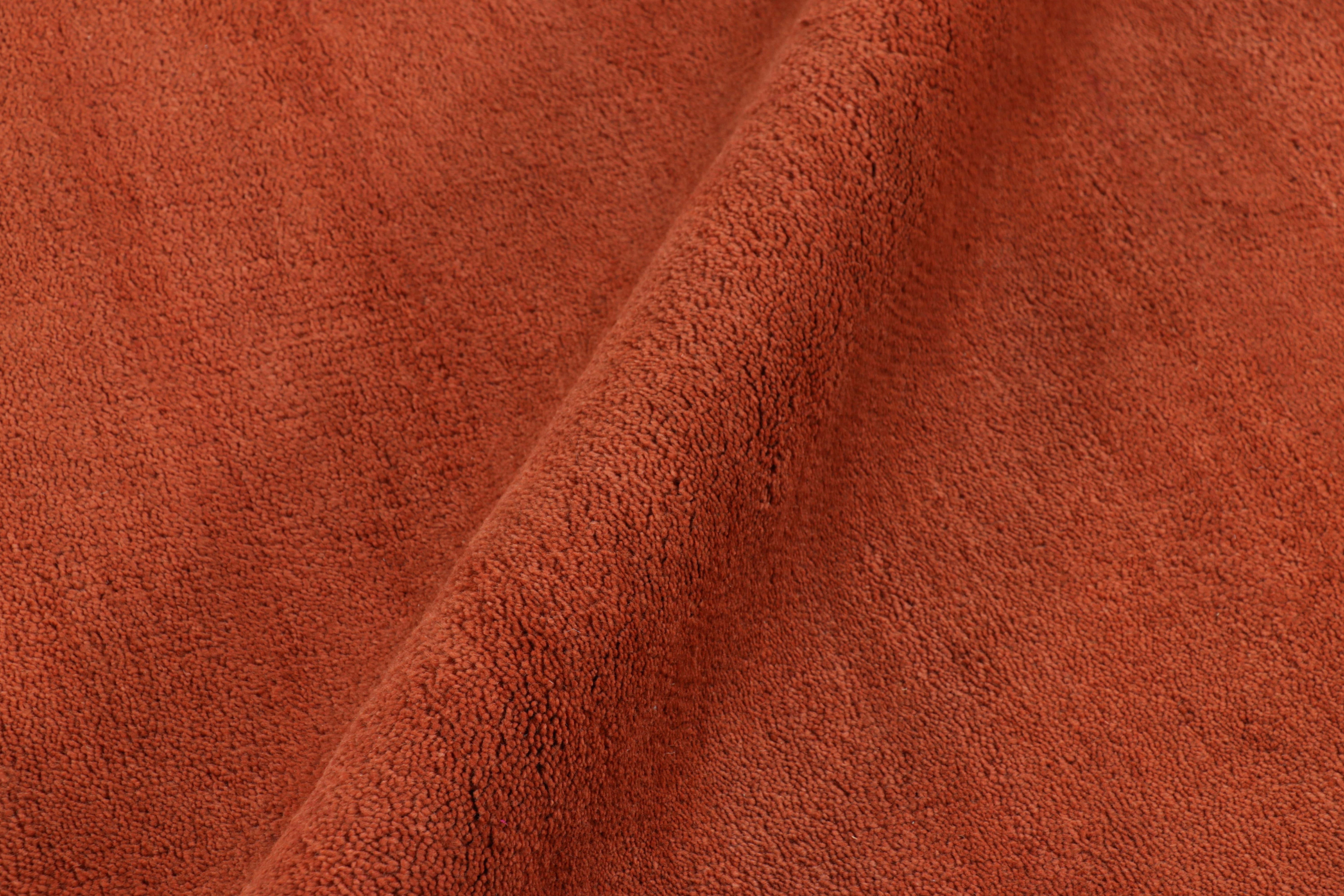 Indian Rug & Kilim’s Custom Modern Textural Rug in Burnt Orange Tones For Sale