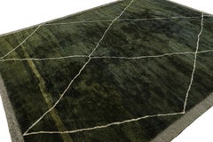 Rug & Kilim’s Custom Moroccan Rug Design in Green with White Lozenge Patterns