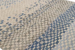 Rug & Kilim’s Custom Moroccan Style rug in Blue, Gray & Beige Geometric Patterns