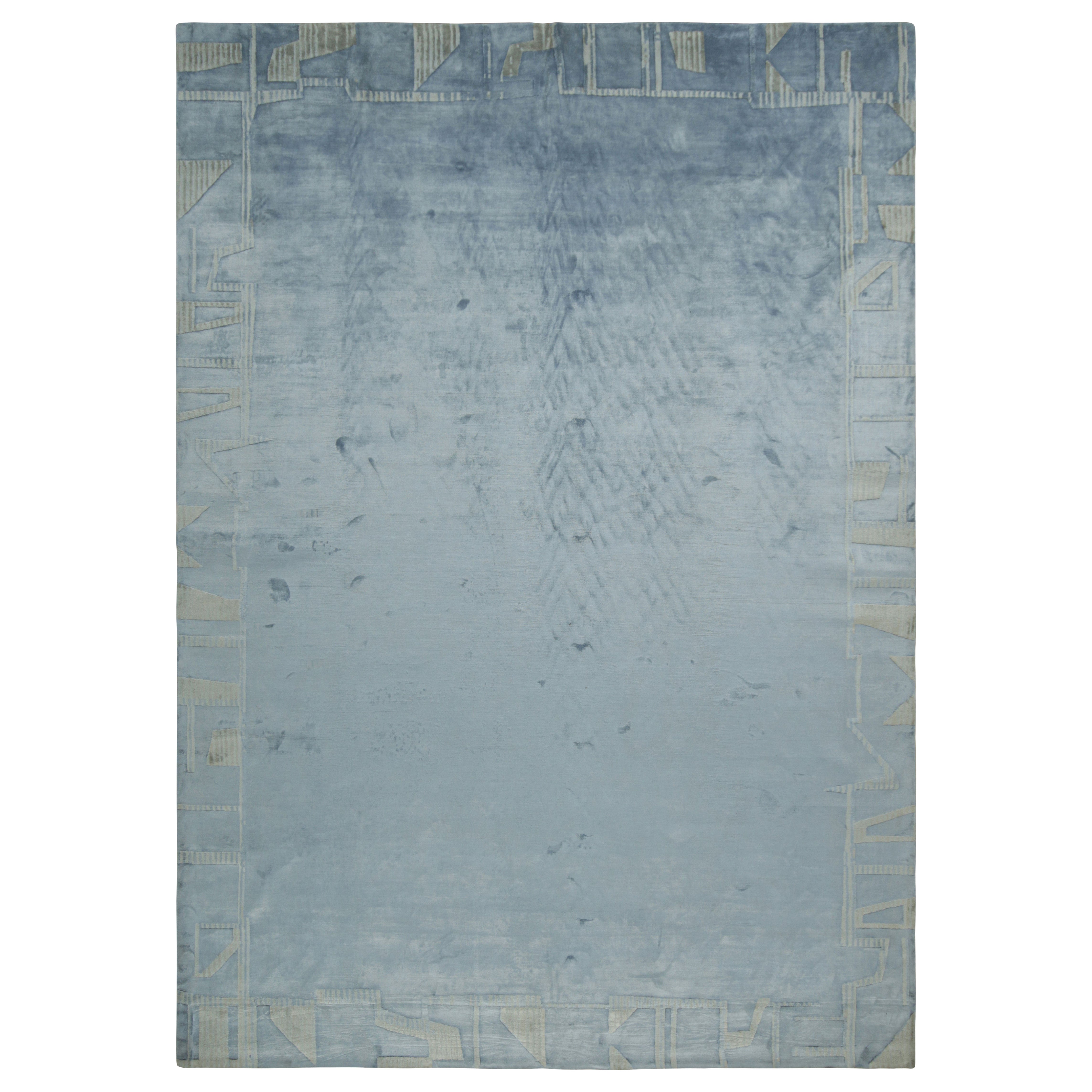 Rug & Kilim: Tappeto personalizzato in campo aperto blu con accenti bianchi