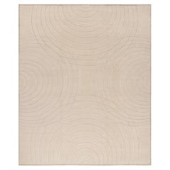 Rug & Kilim's Custom Rug Design in Cream White with High-Low Circle Patterns (en anglais seulement)