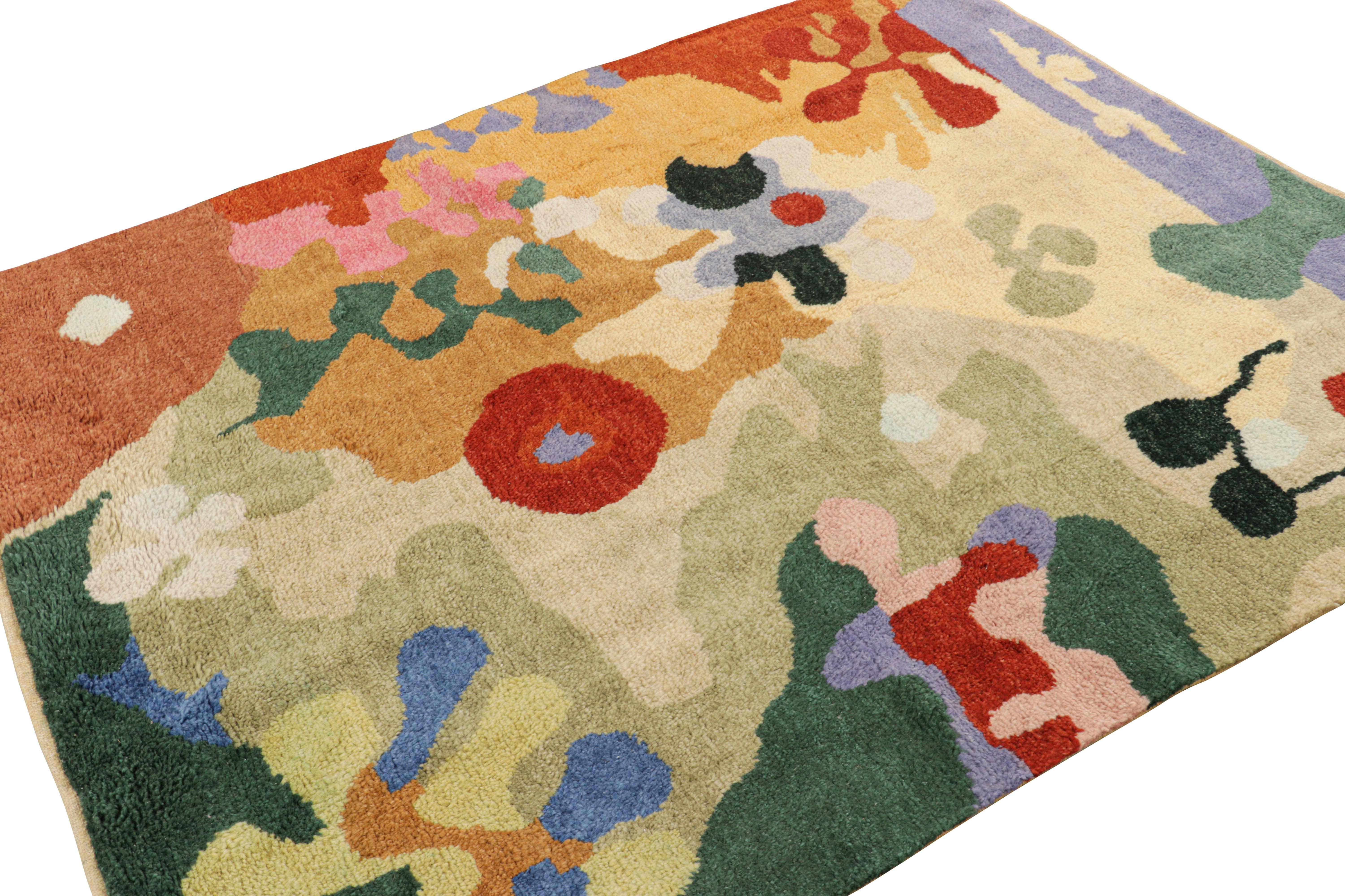 Indian Rug & Kilim’s Custom Rug Design with Colorful Abstract Geometric Patterns For Sale