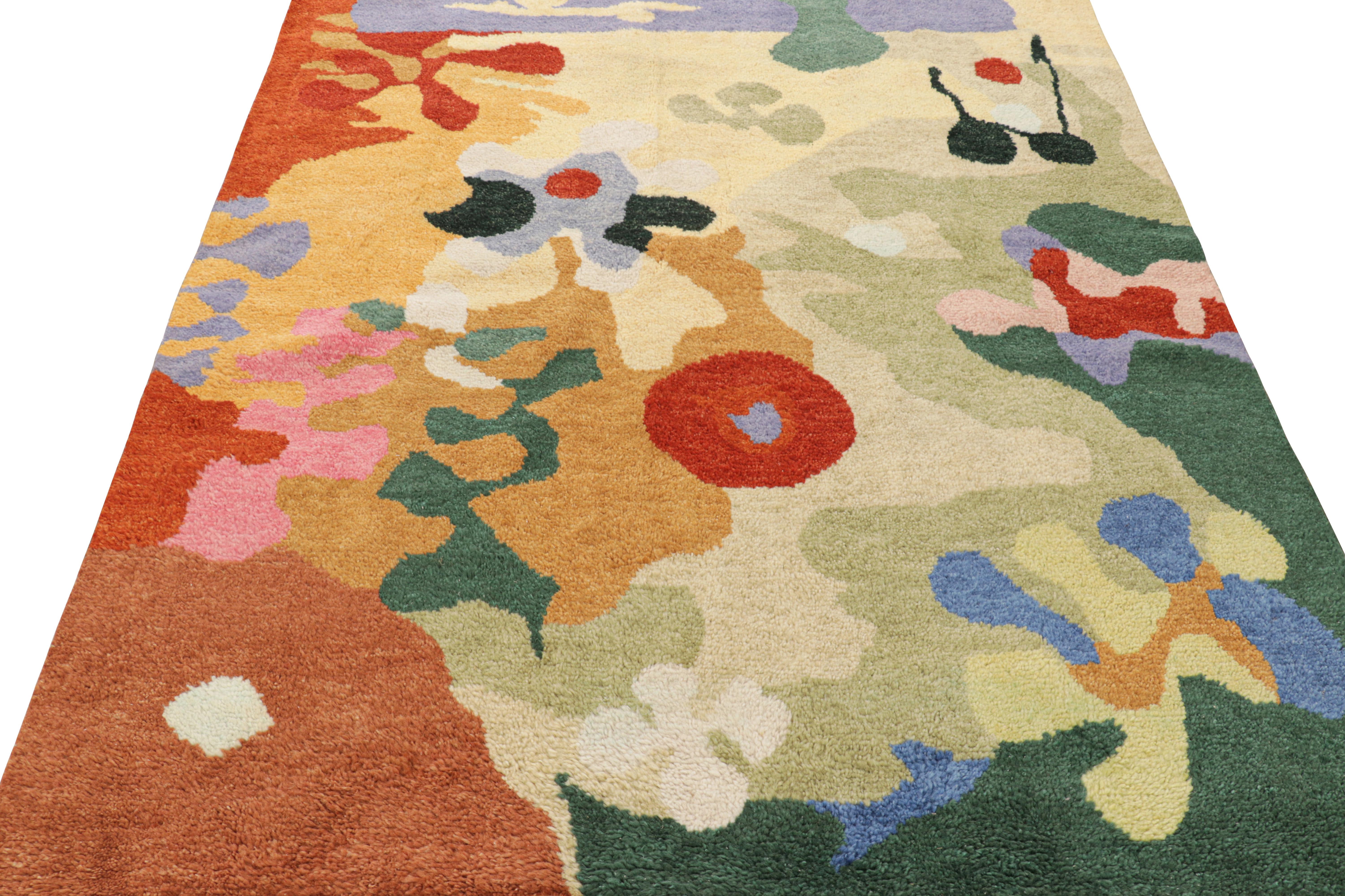 Hand-Knotted Rug & Kilim’s Custom Rug Design with Colorful Abstract Geometric Patterns For Sale