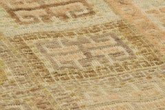 Rug & Kilim’s Custom Rug Sample, with Beige and Green Geometric Patterns