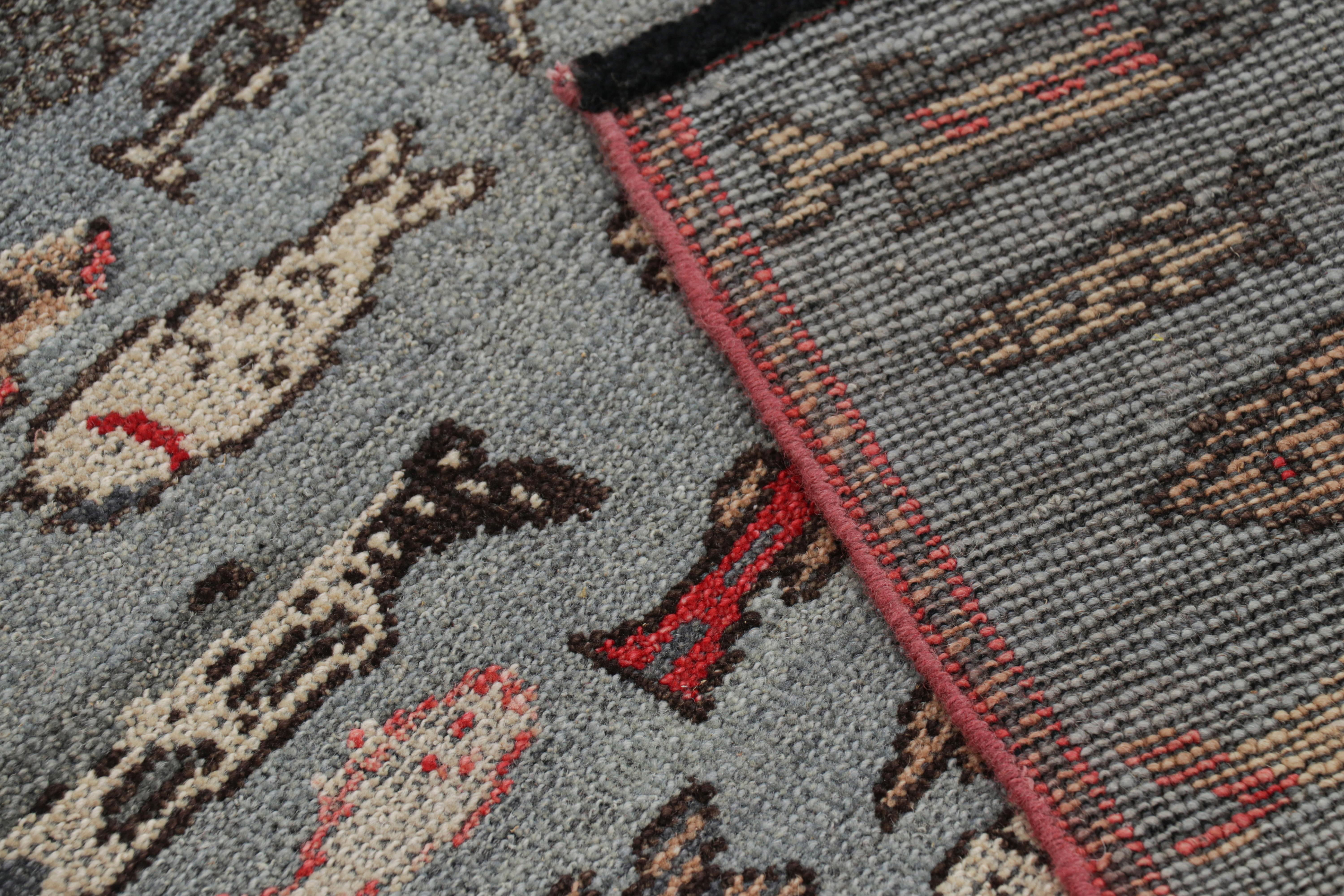 Contemporary Rug & Kilim’s Custom Runner Rug in Blue with Colorful Fish Pictorials For Sale