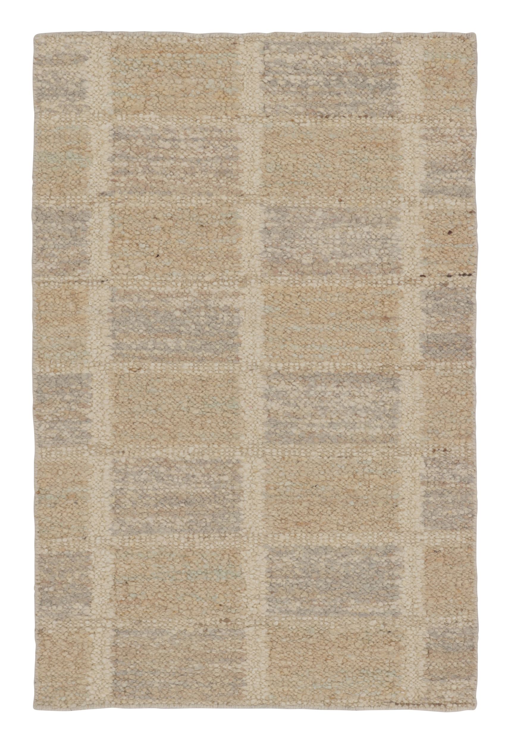 Rug & Kilim’s Custom Scandinavian Kilim in Brown and Gray Geometric Patterns