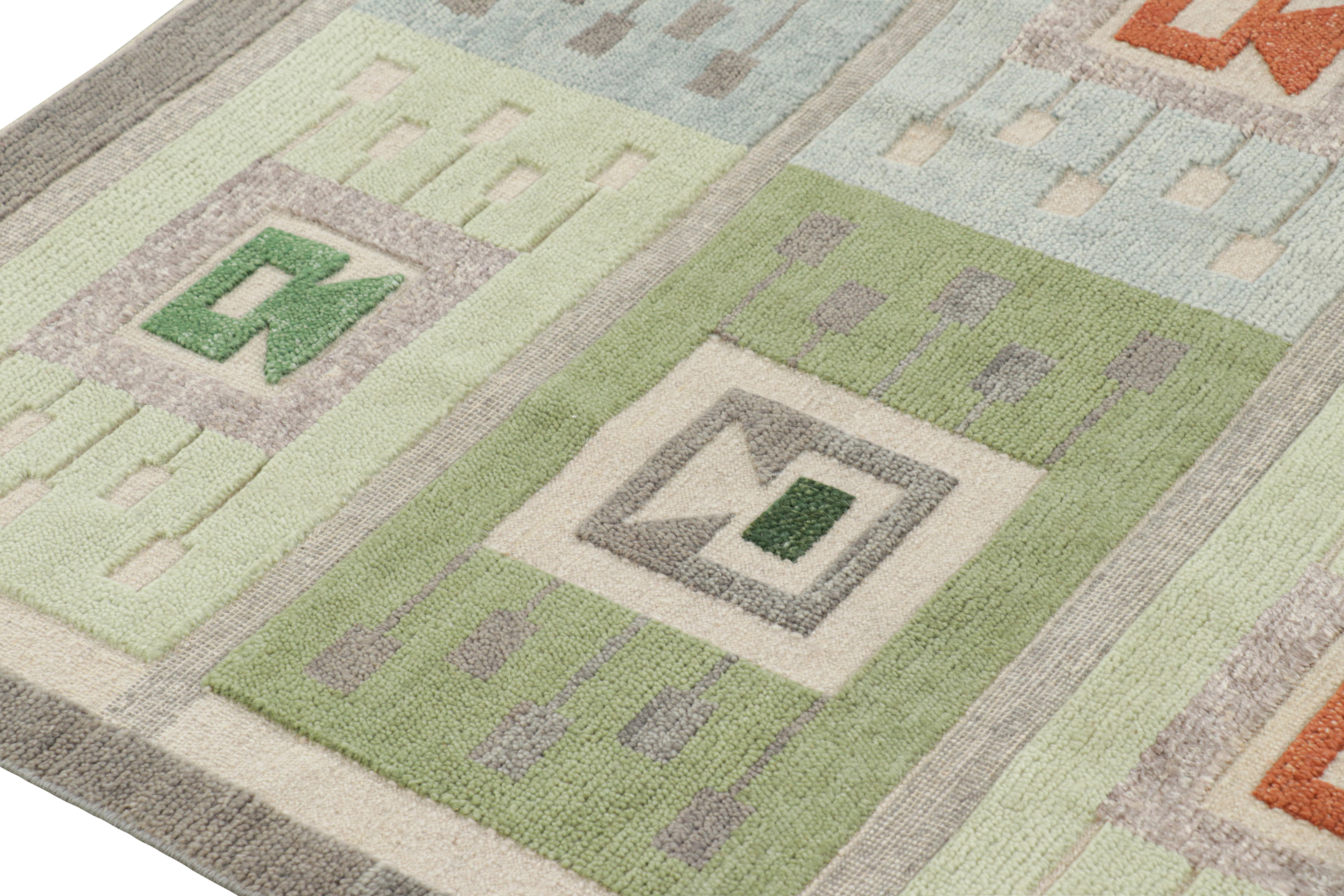 Rug & Kilim’s Custom Scandinavian Rug Design with Geometric Patterns In New Condition For Sale In Long Island City, NY