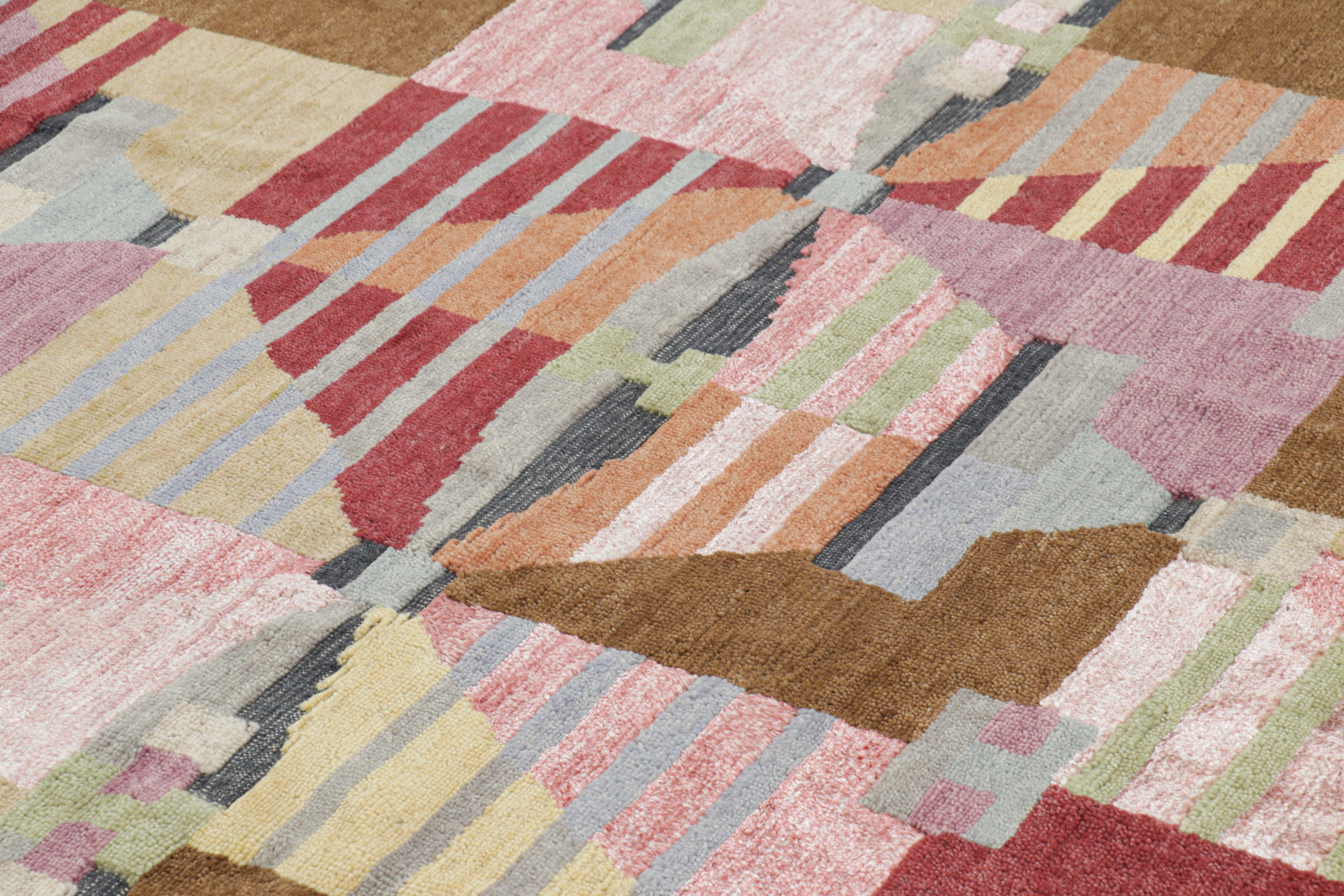 This 6x9 custom rug design represents hand-knotted pile rugs in the award-winning Scandinavian rug collection by Rug & Kilim—a contemporary ode to mid-century modern Swedish minimalist rugs and tapestries of the Rollakan and Rya sensibility.

On the