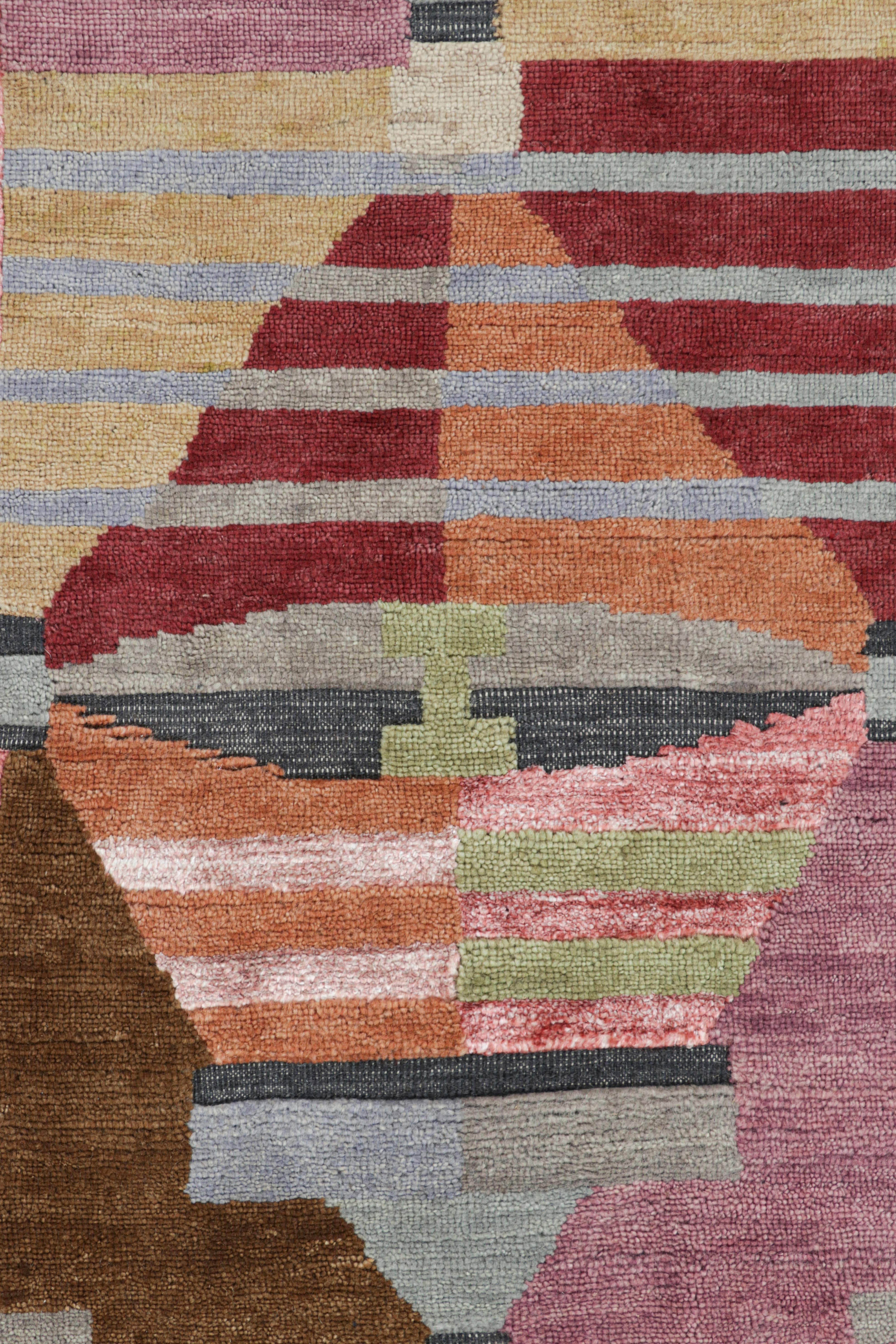 Modern Rug & Kilim’s Custom Scandinavian Rug With Geometric Patterns For Sale