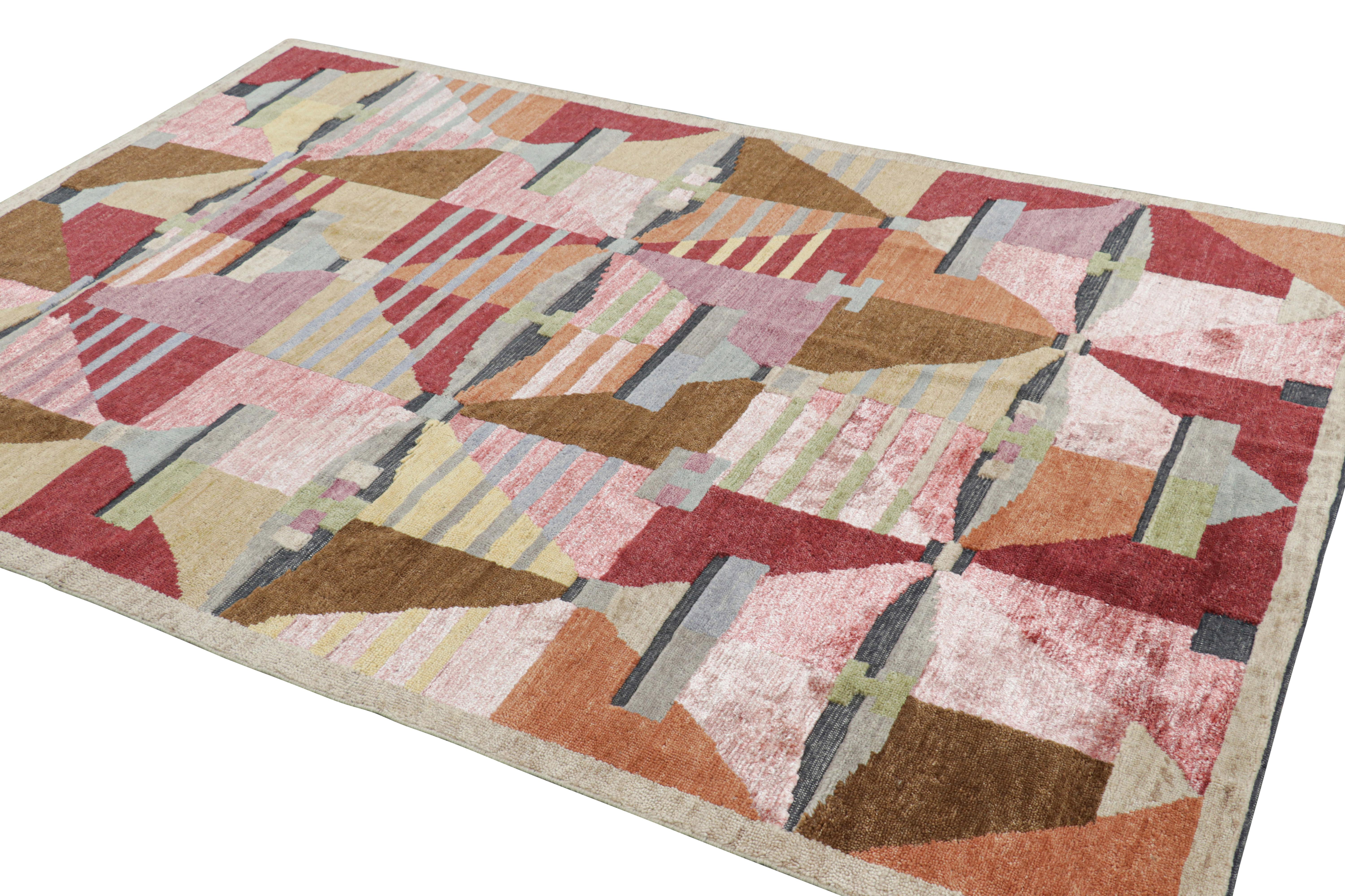 Indian Rug & Kilim’s Custom Scandinavian Rug With Geometric Patterns For Sale