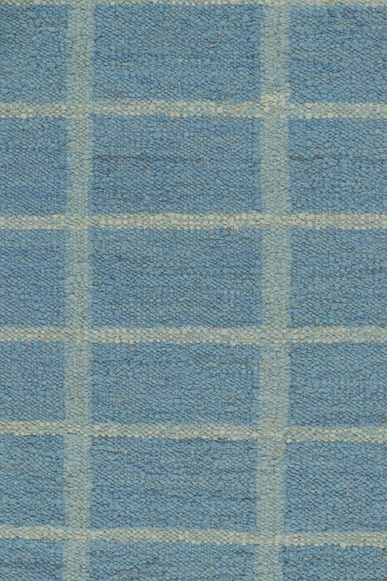 Rug & Kilim’s Custom Scandinavian Style Kilim in Tones of Blue & White In New Condition For Sale In Long Island City, NY