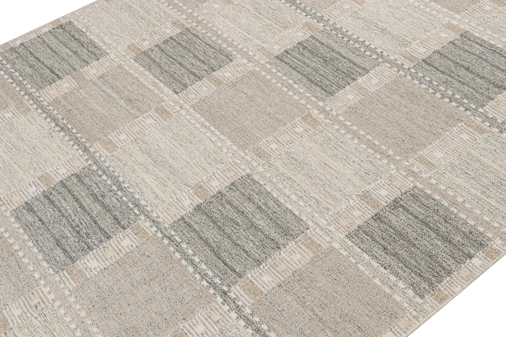 This custom Kilim design is a new addition to the Scandinavian Collection by Rug & Kilim. Handwoven in wool and natural yarns, its design reflects a contemporary take on mid-century Rollakans and Swedish Deco style.

On the Design: 

These
