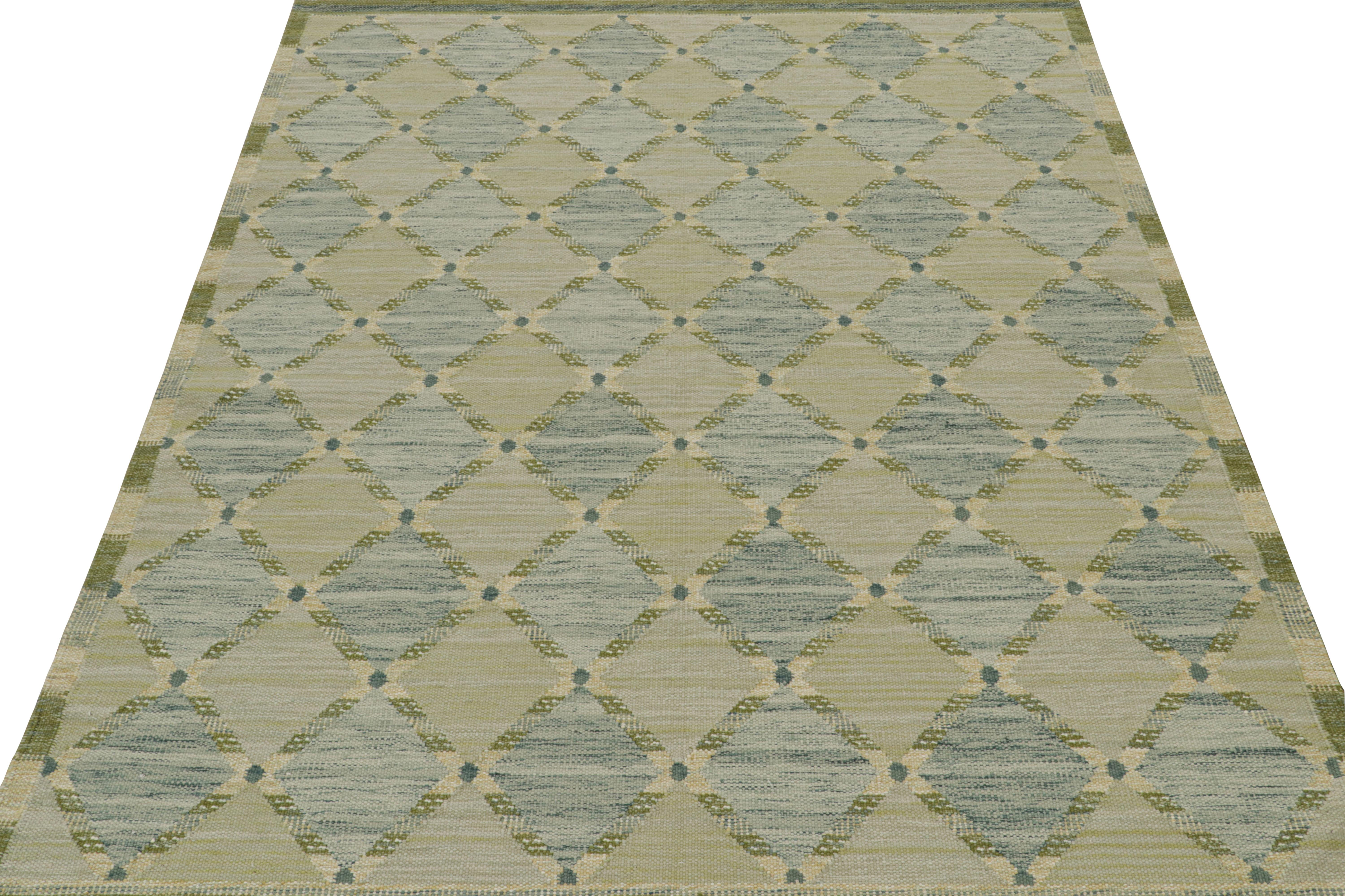 Moderne Rug & Kilim's Custom Scandinavian Style Kilim rug Design with Geometric Pattern (tapis de style scandinave à motifs géométriques) en vente