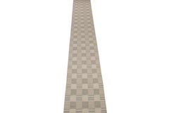 Rug & Kilim’s Custom Scandinavian Style Kilim Runner in Greige Geometric Pattern