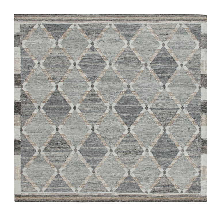 Rug and Kilim’s Custom Scandinavian Style Outdoor Kilim with Geometric