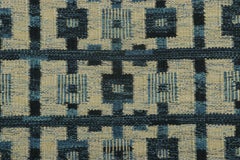 Rug & Kilim’s Custom Scandinavian Style Rug Design, Blue with Geometric Patterns