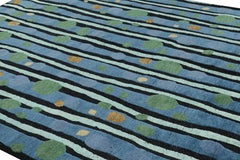 Rug & Kilim’s Custom Scandinavian Style Rug Design in Blue with Abstract Pattern