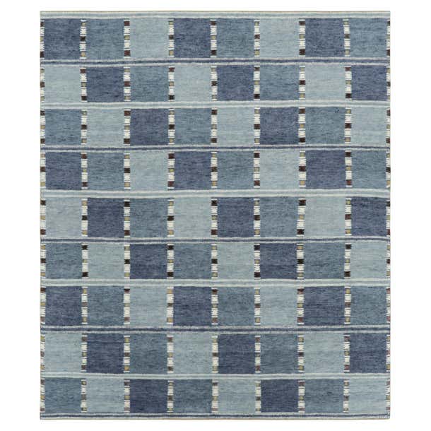 Rug and Kilim’s Custom Scandinavian Style Rug Design with Blue ...