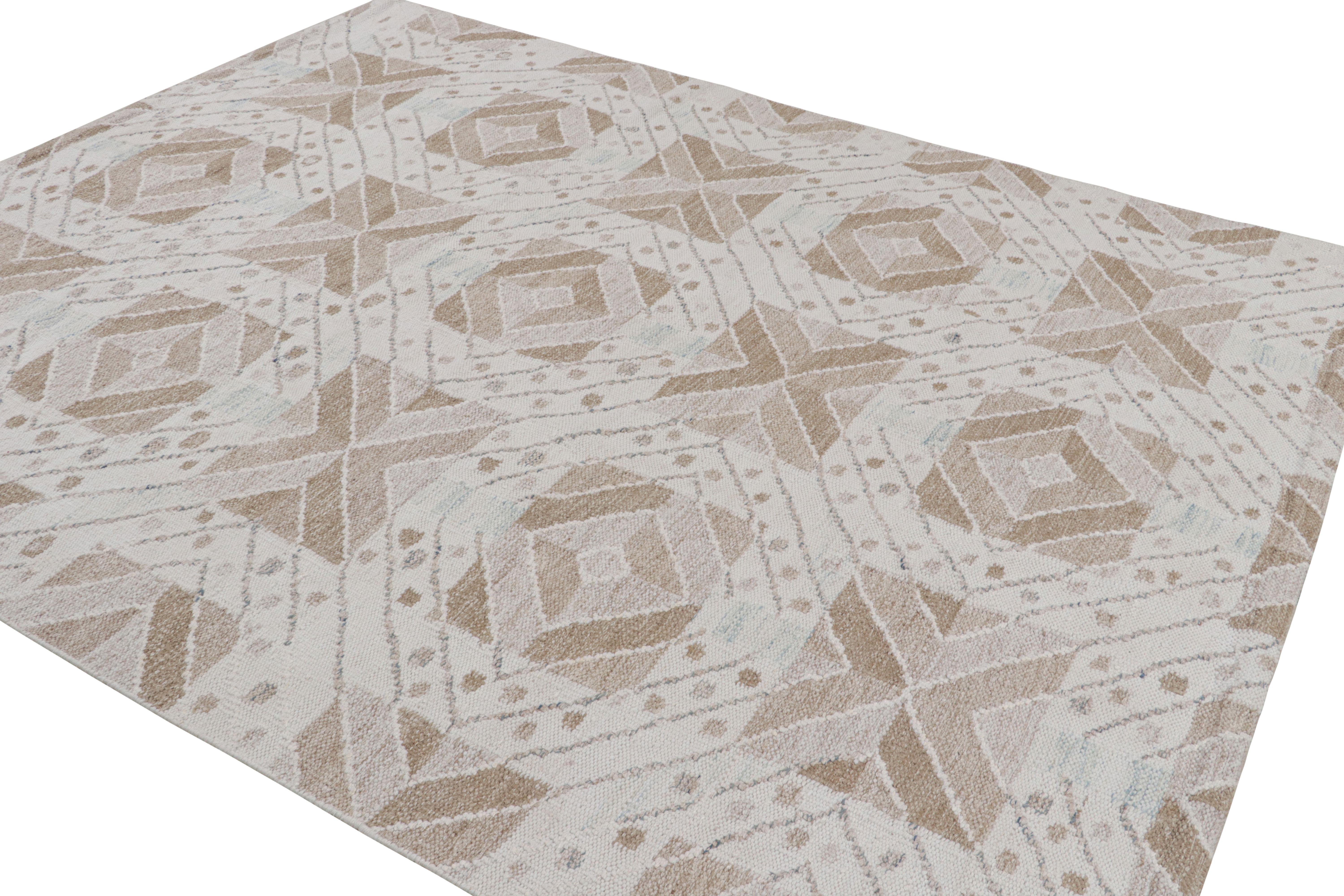 Dieser 8x10 große, handgewebte Flachgewebe-Teppich aus Wolle ist eine neue Ergänzung unserer skandinavischen Kollektion - eine elegante neue Darstellung schwedischen minimalistischen Teppichdesigns. 

Über das Design: 

Diese Fotos zeigen einen