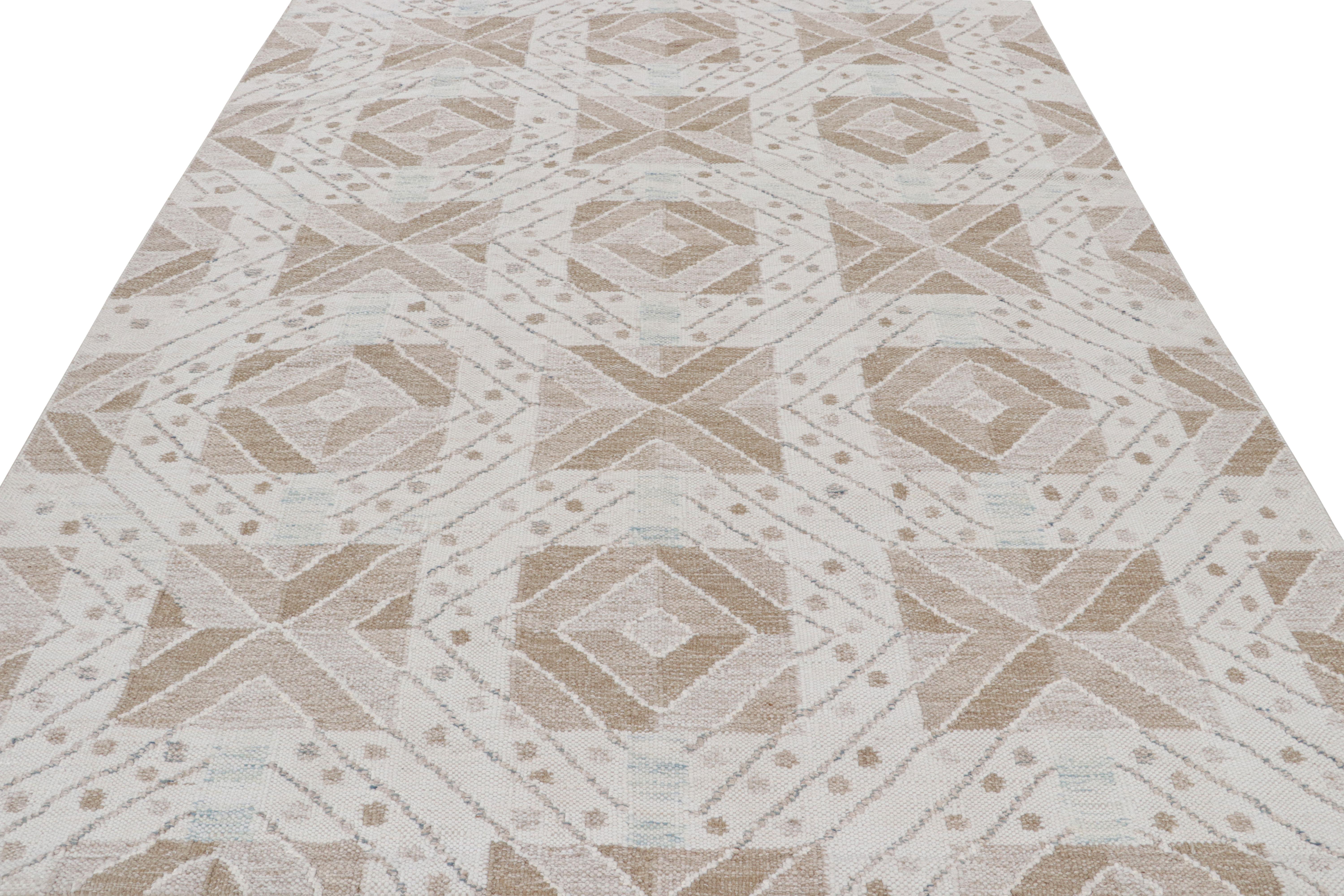 Scandinavian Modern Rug & Kilim’s Custom Scandinavian Style Rug Design with Geometric Patterns  For Sale