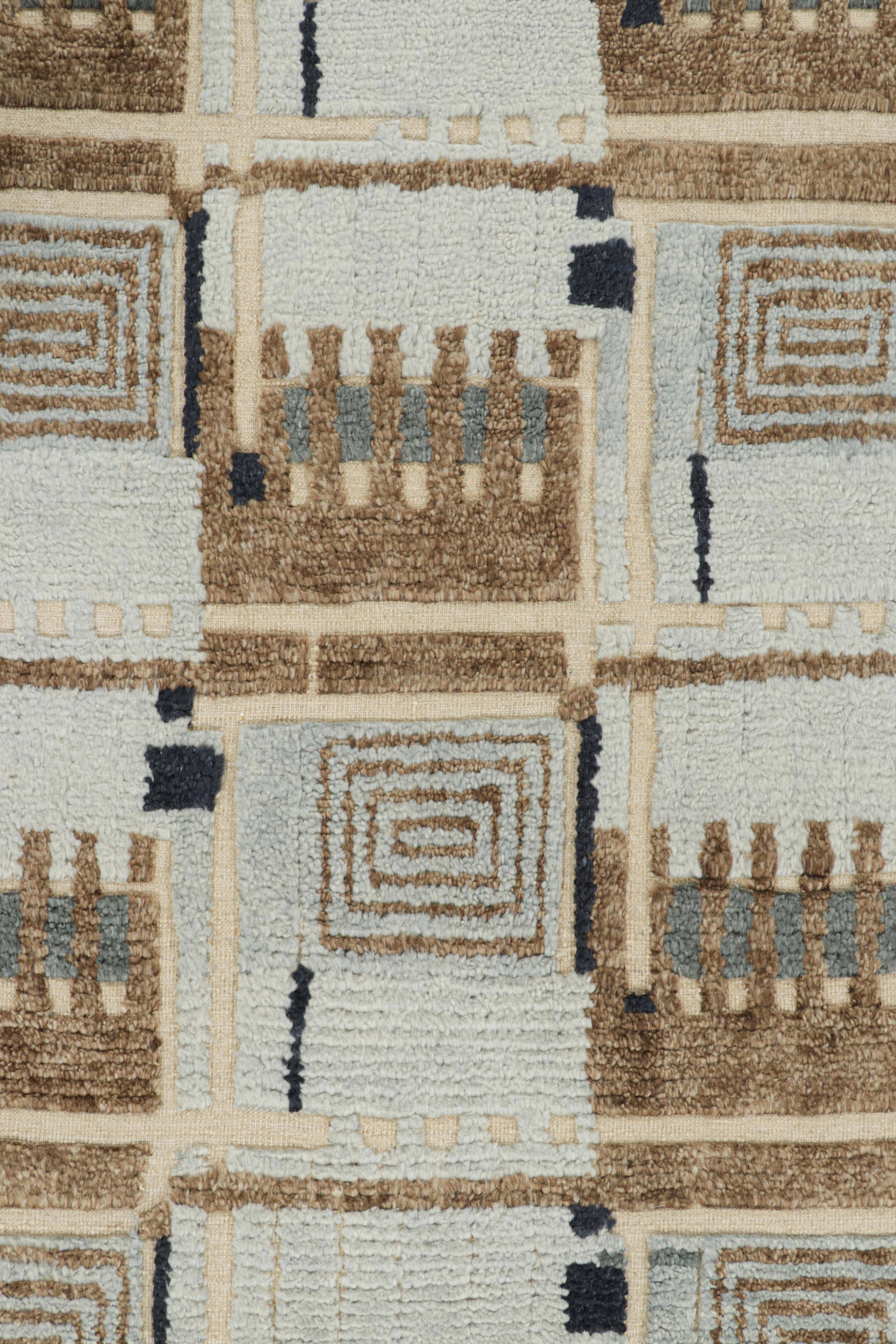 Modern Rug & Kilim’s Custom Scandinavian Style Rug Design with Geometric Patterns For Sale