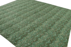 Rug & Kilim’s Scandinavian Style Rug with Green Geometric Patterns