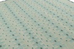 Rug & Kilim’s Custom Scandinavian Style Rug Design with Teal Geometric Patterns