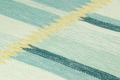 Rug & Kilim’s Custom Scandinavian Style Rug in Blue & Green Geometric Patterns