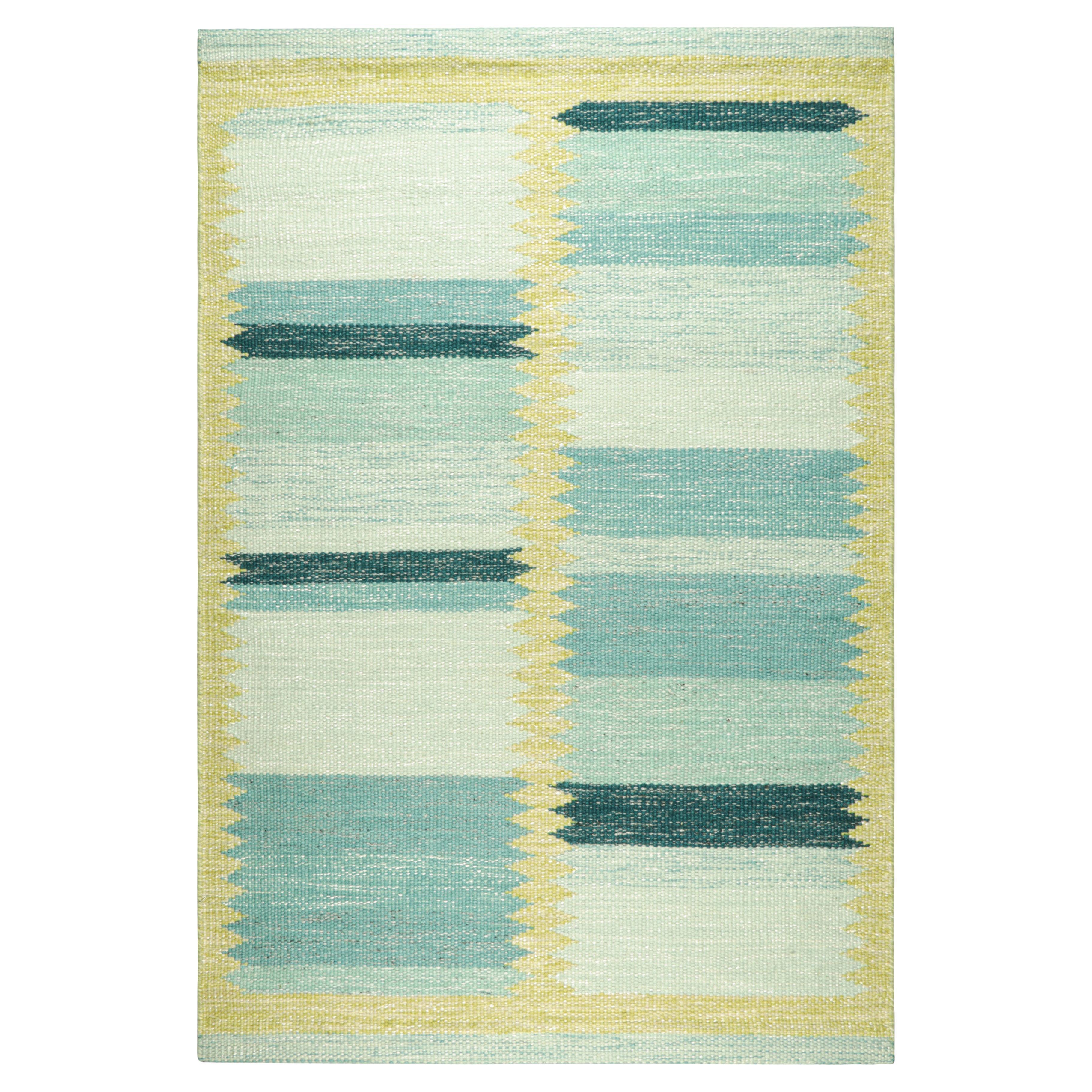 Tapis de style scandinave personnalisé de Rug & Kilim à motifs géométriques bleus et verts