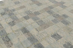 Rug & Kilim’s Custom Scandinavian Style Rug in Blue with Geometric Patterns