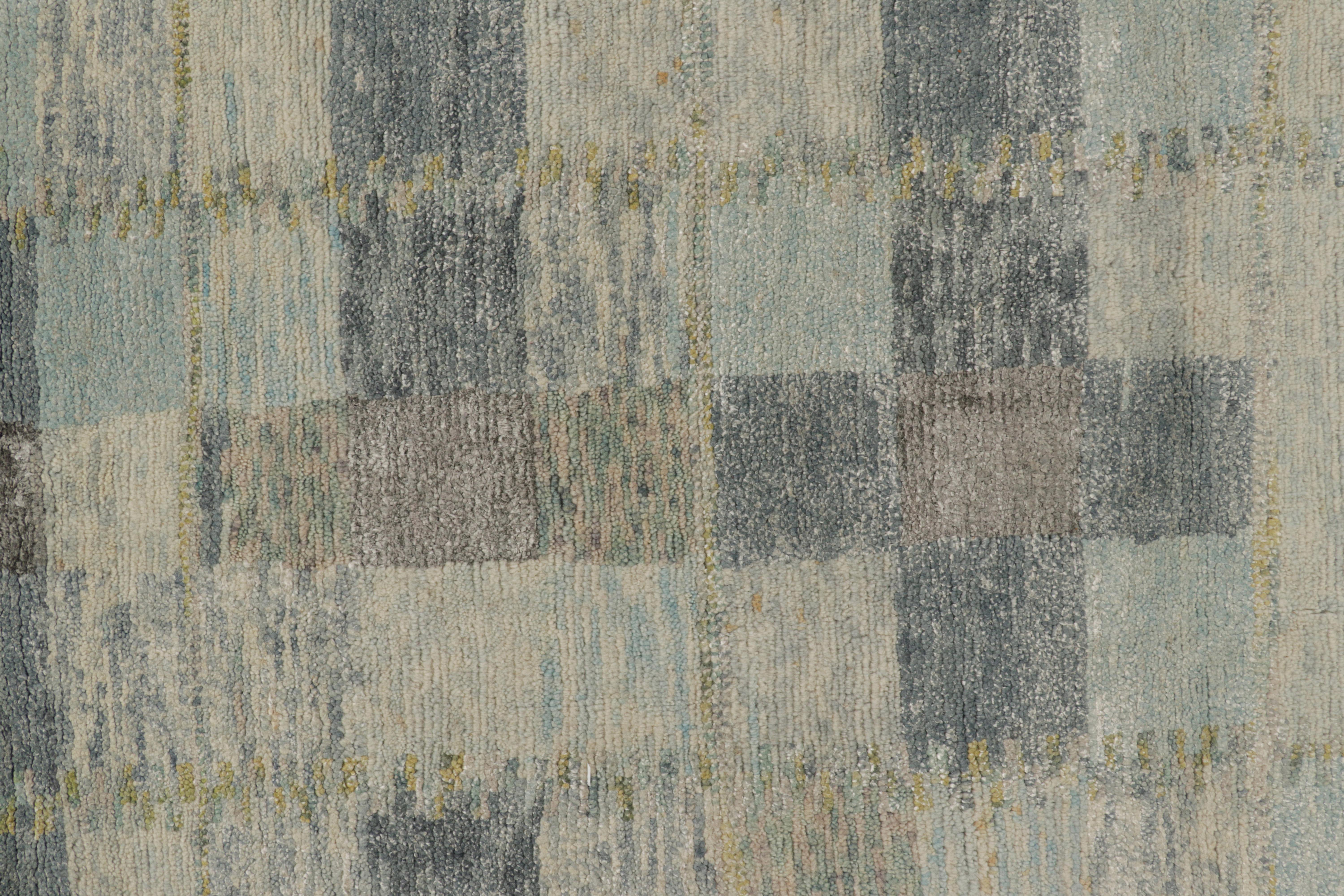 Rug & Kilim's maßgeschneiderter Teppich im skandinavischen Stil in Blau mit geometrischen Mustern (Skandinavische Moderne) im Angebot