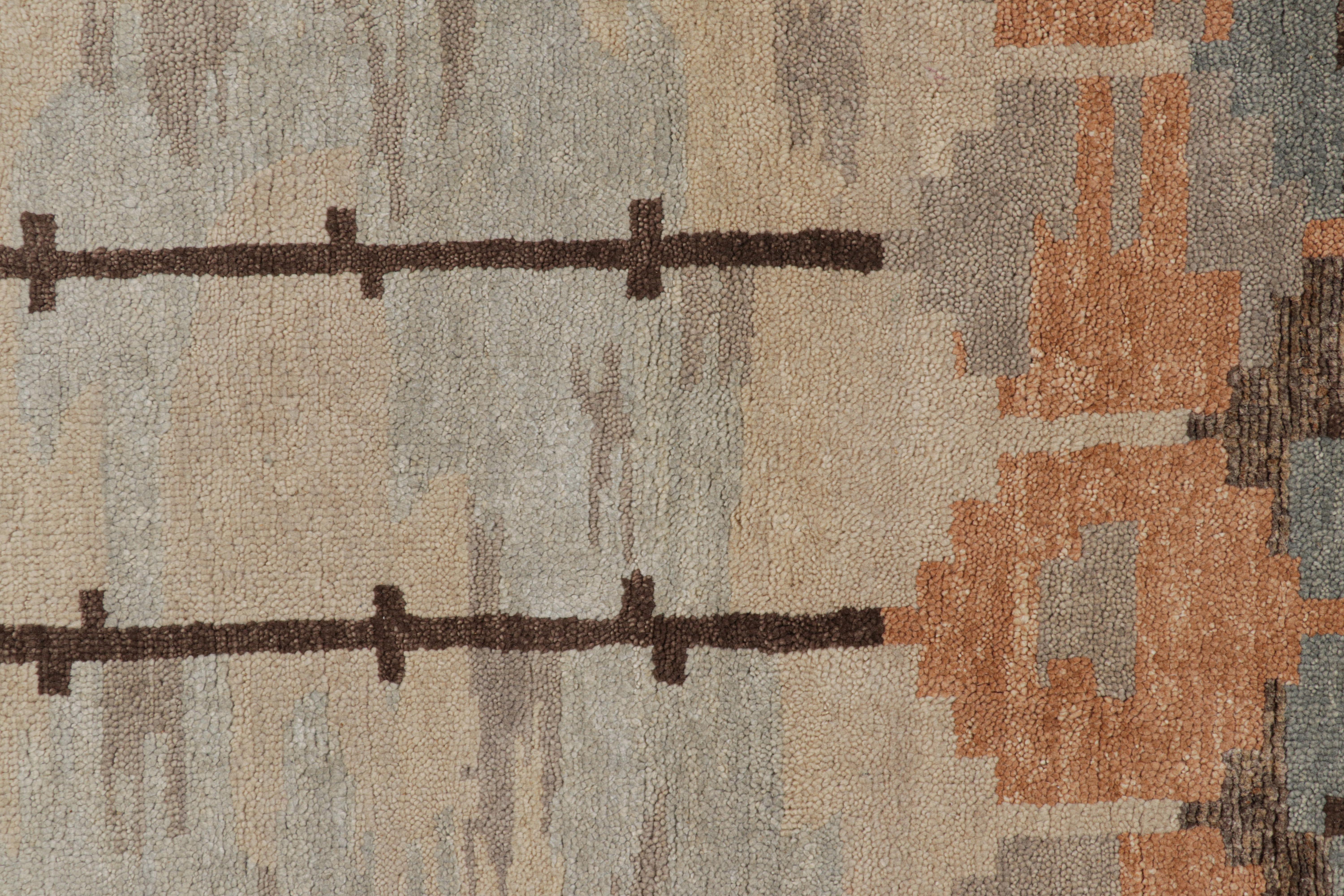 Rug & Kilim's maßgeschneiderter Teppich im skandinavischen Stil in Blau mit geometrischen Mustern (Skandinavische Moderne) im Angebot