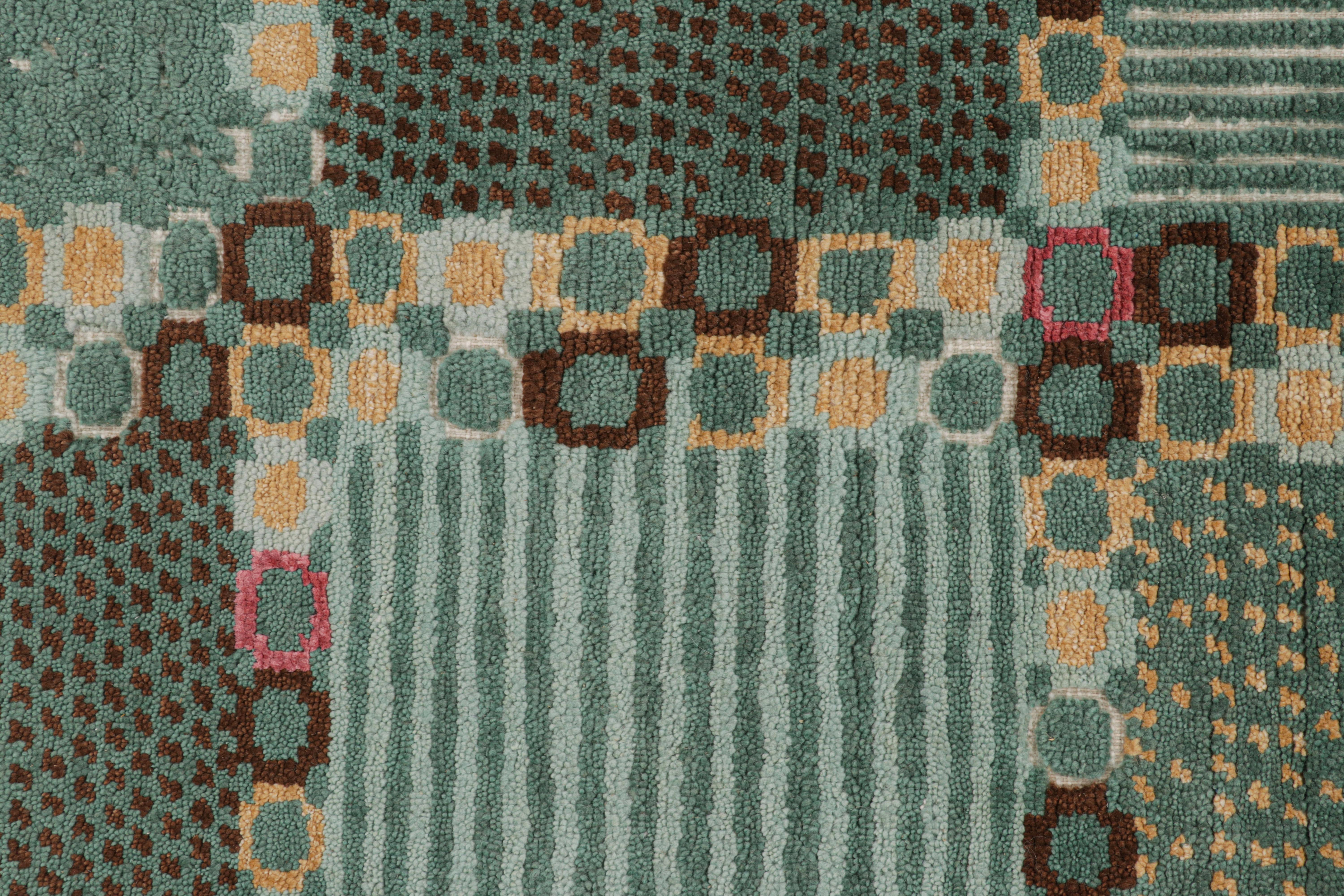 Scandinavian Modern Rug & Kilim’s Custom Scandinavian Style Rug in Blue with Geometric Patterns For Sale