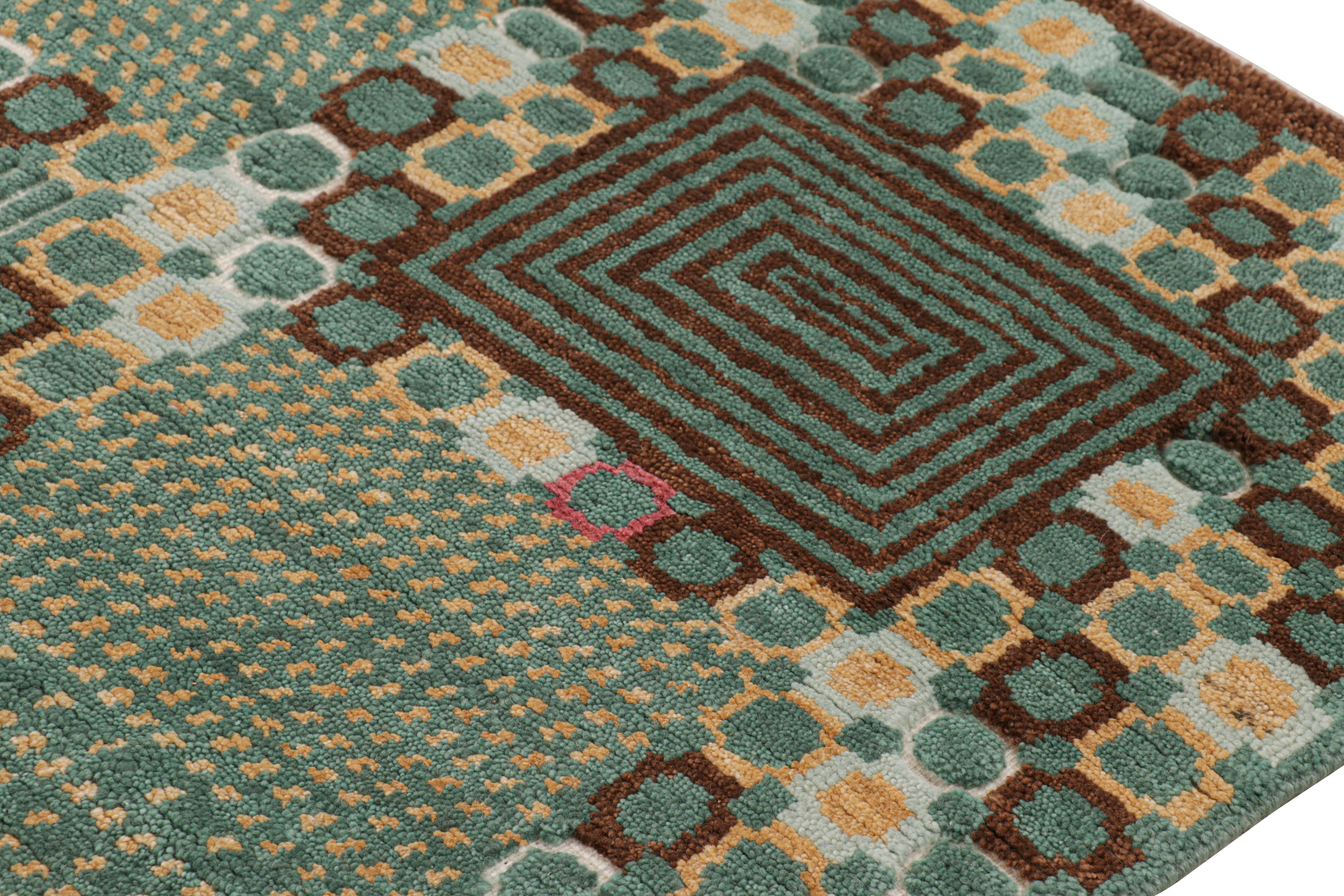 Rug & Kilim’s Custom Scandinavian Style Rug in Blue with Geometric Patterns In New Condition For Sale In Long Island City, NY
