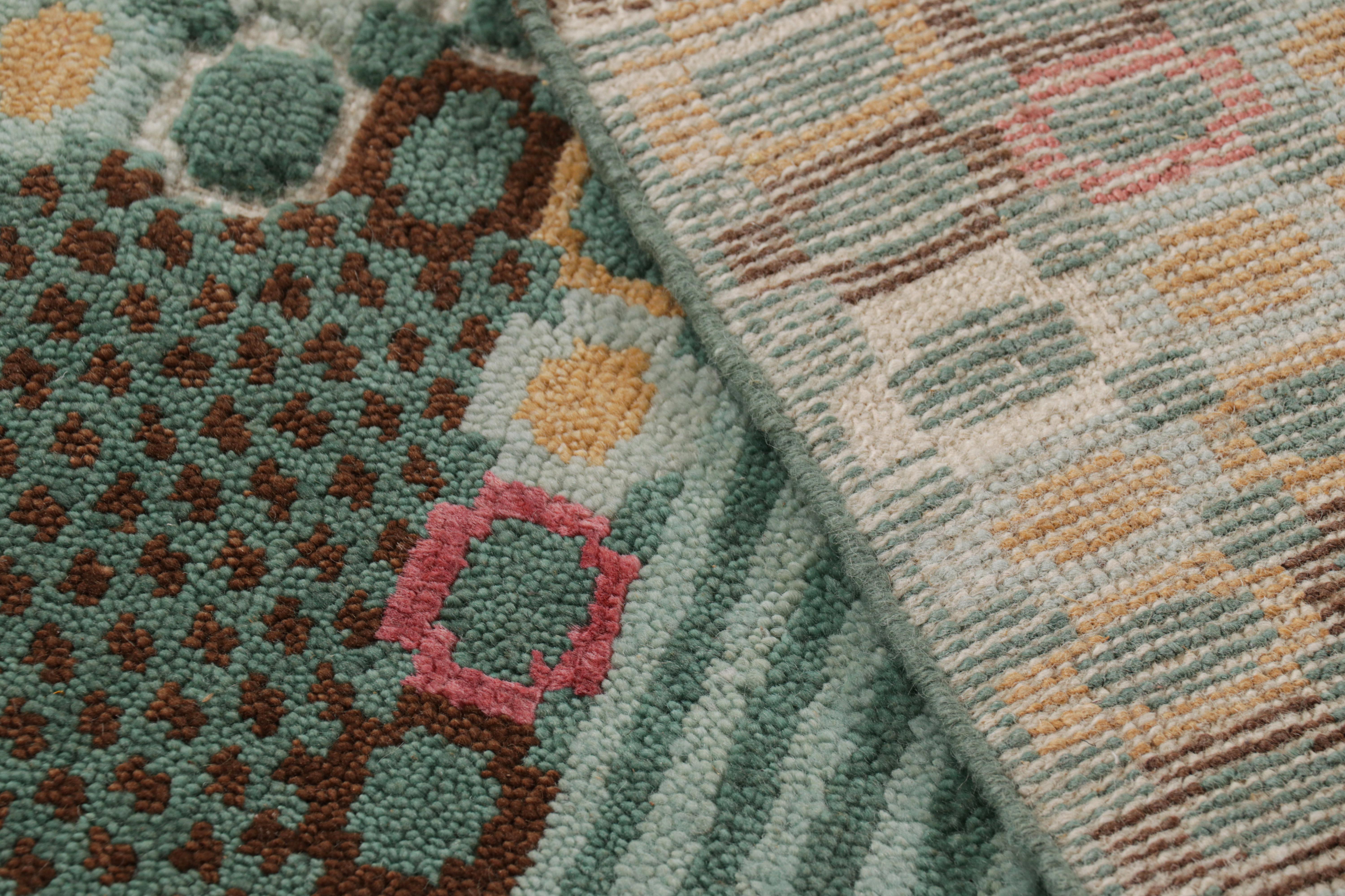 Contemporary Rug & Kilim’s Custom Scandinavian Style Rug in Blue with Geometric Patterns For Sale