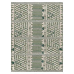 Rug & Kilim’s Custom Scandinavian Style Rug in Green Geometric Patterns