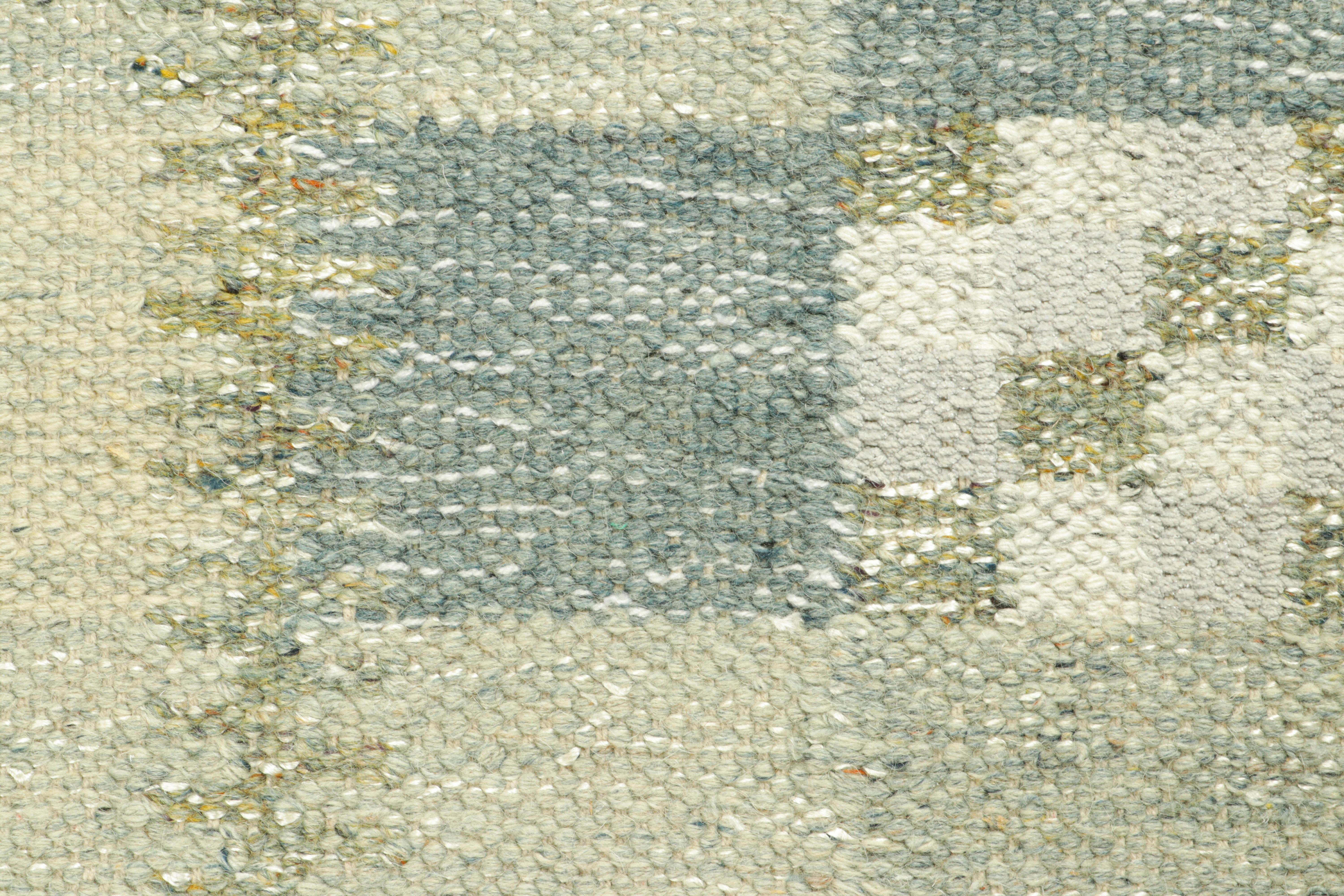 Modern Rug & Kilim’s Custom Scandinavian Style Rug in Light Blue Geometric Patterns For Sale