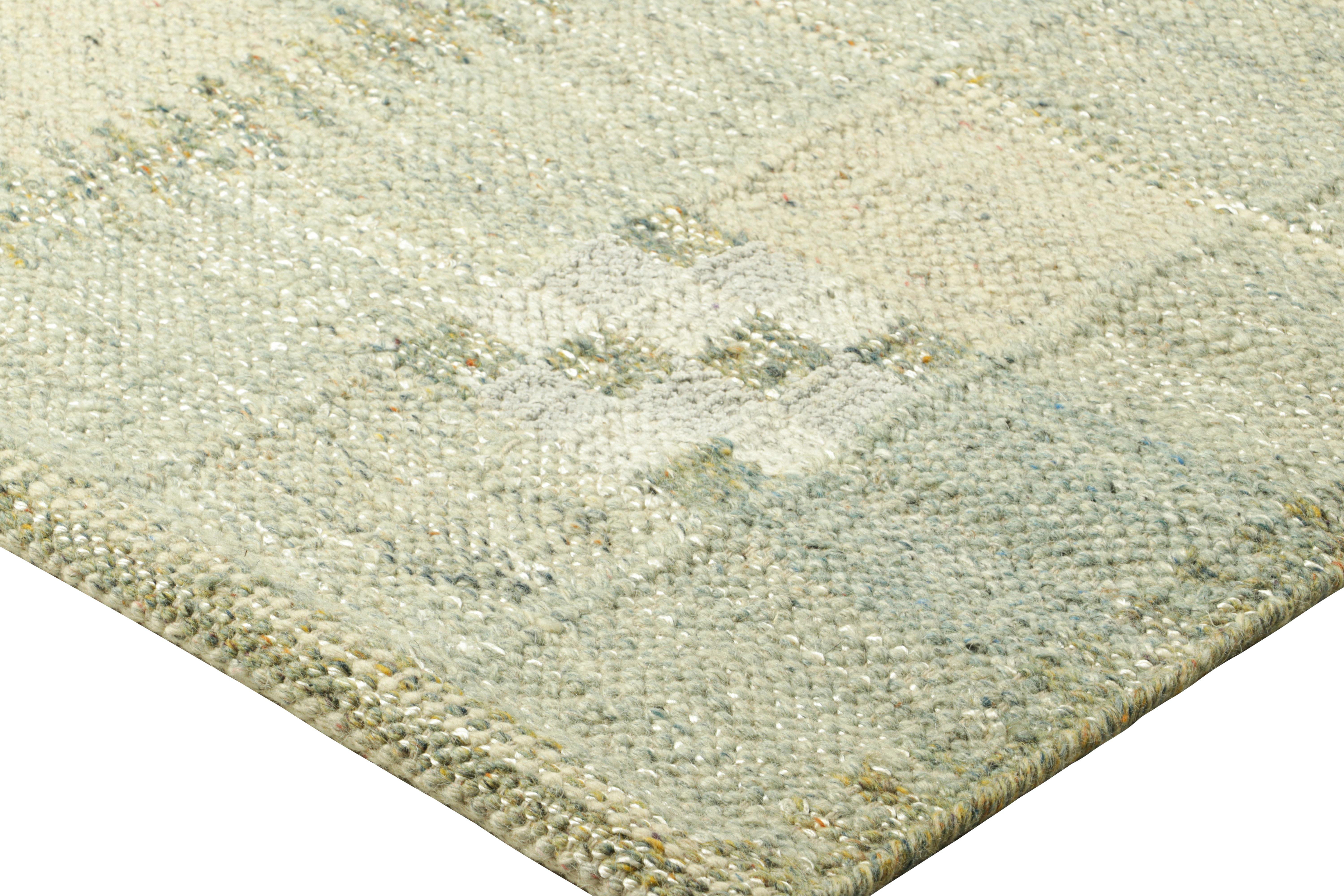 Rug & Kilim’s Custom Scandinavian Style Rug in Light Blue Geometric Patterns In New Condition For Sale In Long Island City, NY