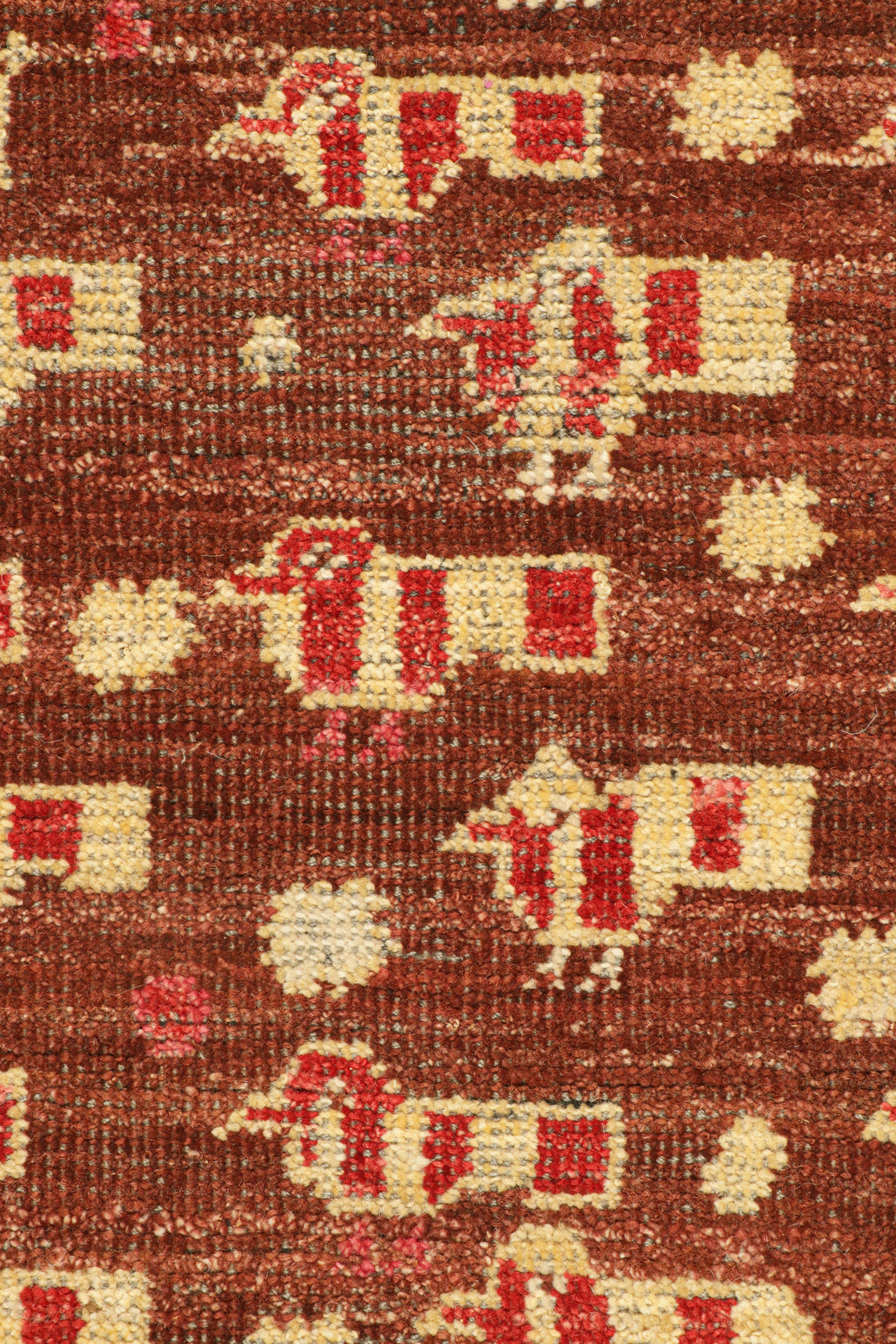 Indian Rug & Kilim’s Custom Square Rug Design with Geometric Patterns and Pictorials For Sale