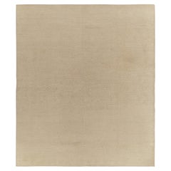 Rug & Kilim’s Custom Textural rug in White Textural Geometric Pattern on Beige