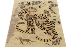 Rug & Kilim’s Custom Tiger Rug Design in Beige with Orange & Black Pictorial