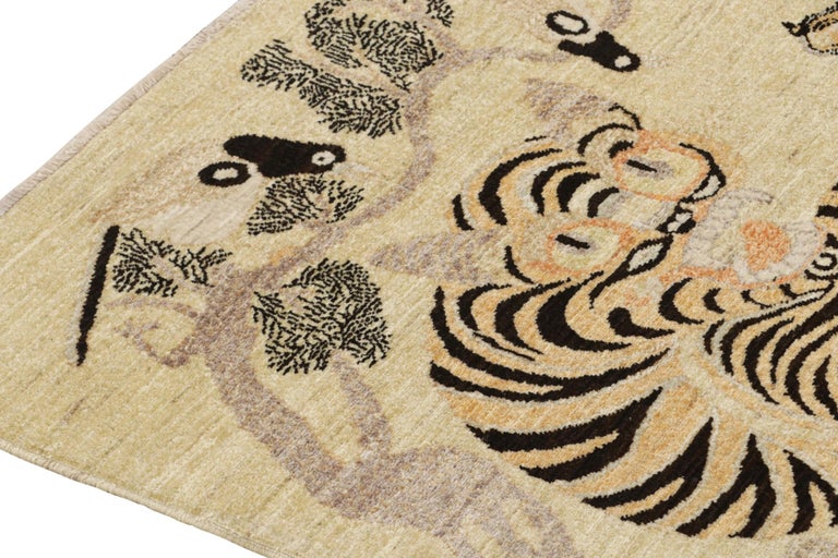 Rug and Kilim’s Custom Tiger Rug Design in Beige with Orange and Black ...