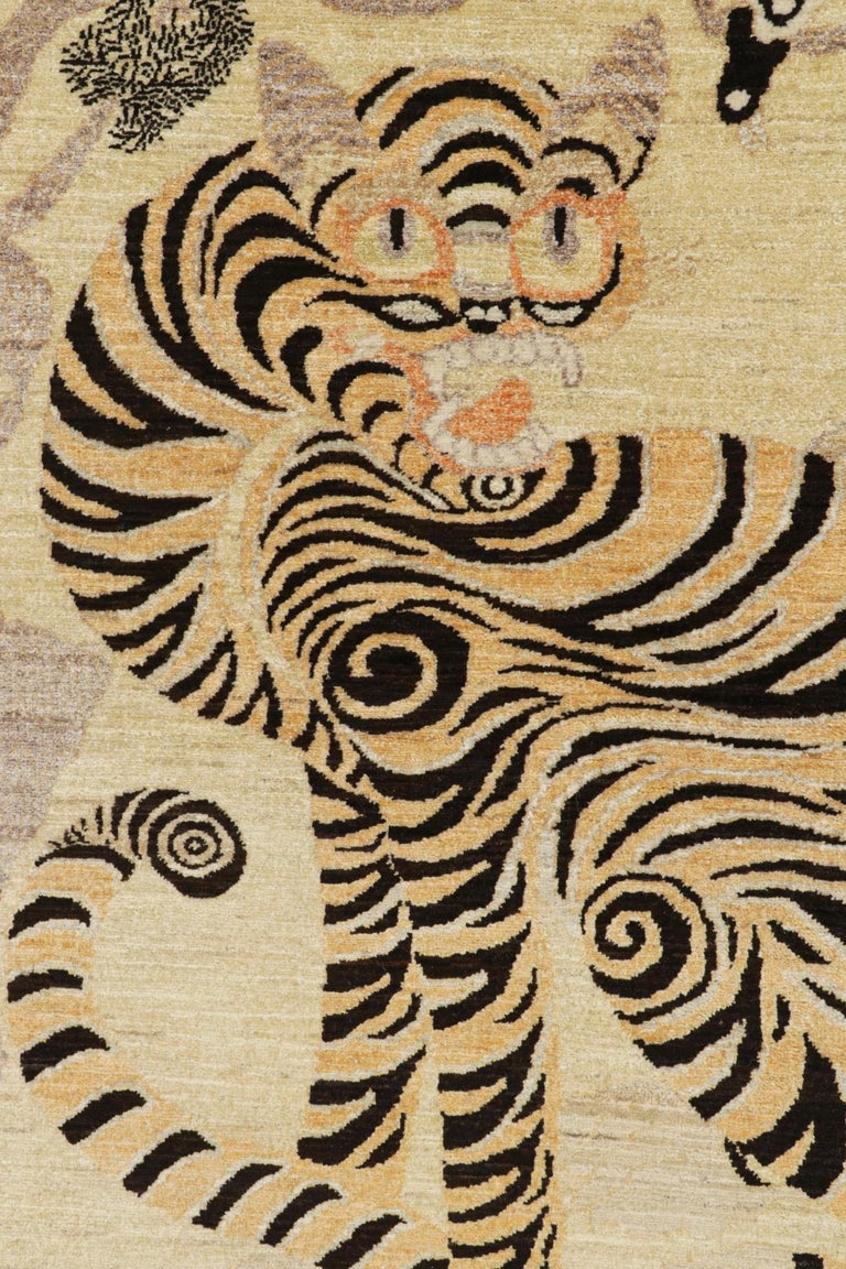 Rug and Kilim’s Custom Tiger Rug Design in Beige with Orange and Black ...