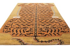 Rug & Kilim’s Custom Tiger Rug in Black Orange Pictorial Pattern