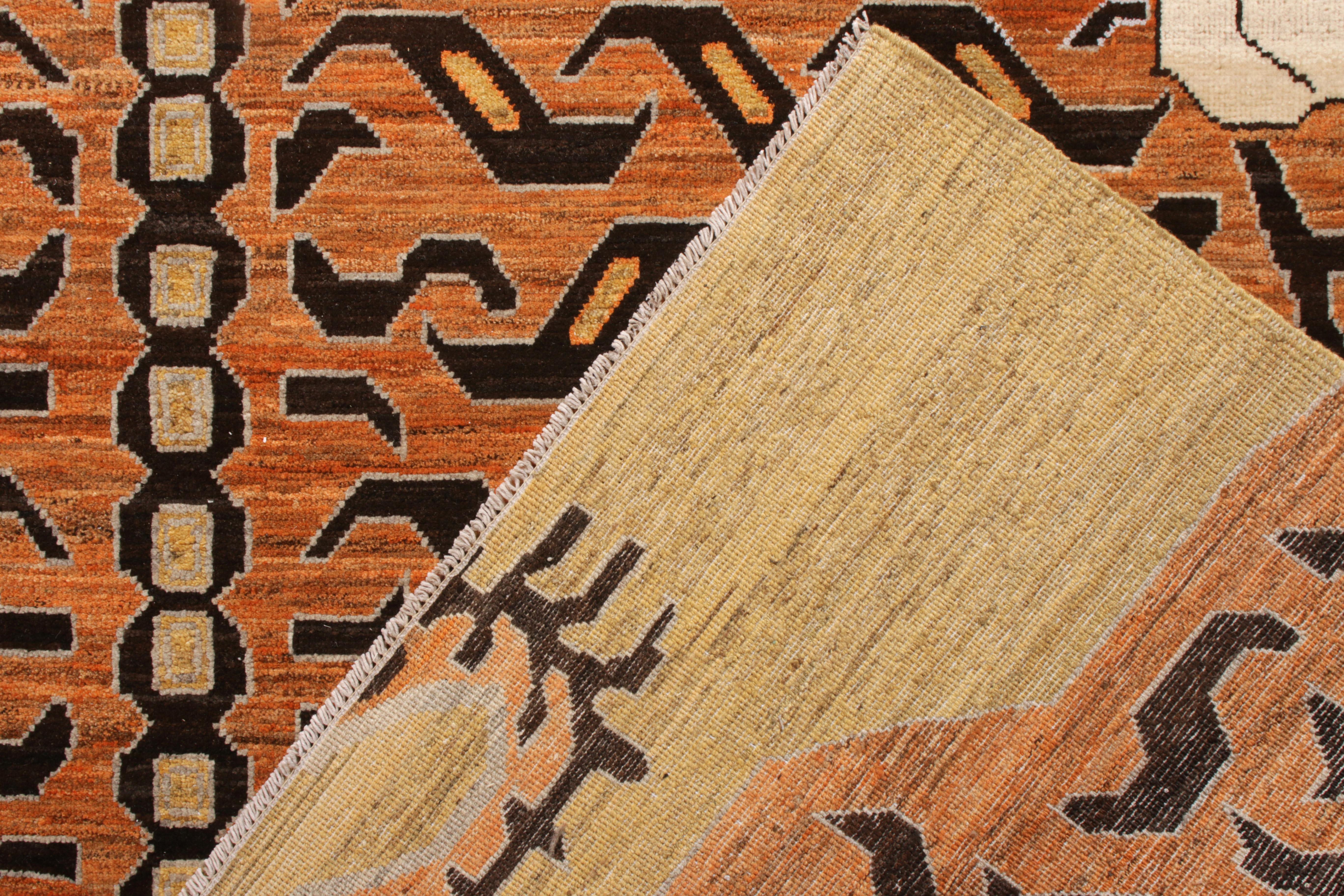 Rug & Kilim’s Custom Tiger Rug in Black Orange Pictorial Pattern In New Condition For Sale In Long Island City, NY